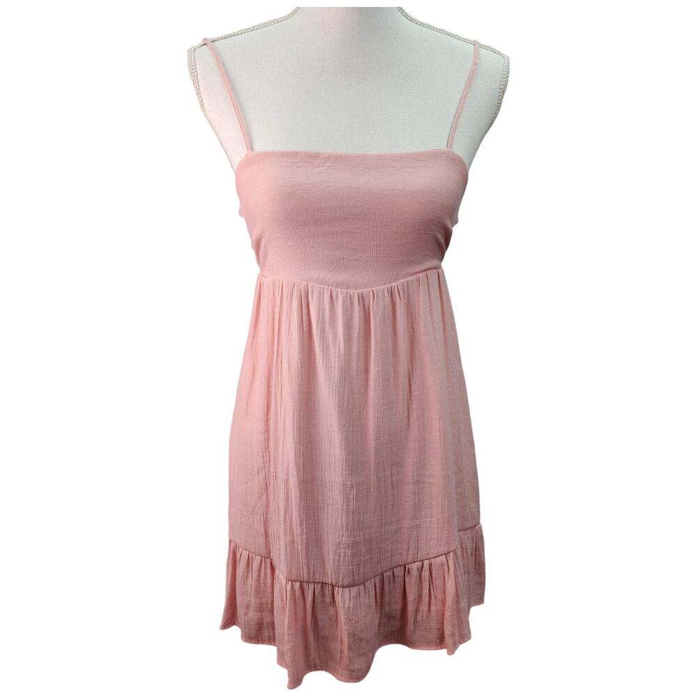 Love Tree Dress Women SMALL Pink Ruffled Crinkle Gauze Lined Beach Coastal Summe - Picture 2 of 13